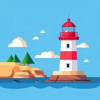 AI generated Lighthouse Logo Avatar Clip Art Icon Sticker Decoration Simple Background photo