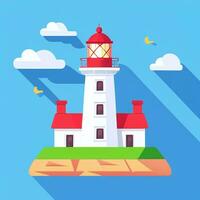 AI generated Lighthouse Logo Avatar Clip Art Icon Sticker Decoration Simple Background photo