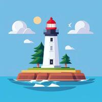 AI generated Lighthouse Logo Avatar Clip Art Icon Sticker Decoration Simple Background photo