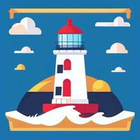 AI generated Lighthouse Logo Avatar Clip Art Icon Sticker Decoration Simple Background photo