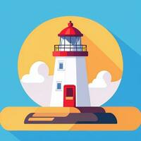 AI generated Lighthouse Logo Avatar Clip Art Icon Sticker Decoration Simple Background photo