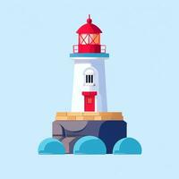 AI generated Lighthouse Logo Avatar Clip Art Icon Sticker Decoration Simple Background photo