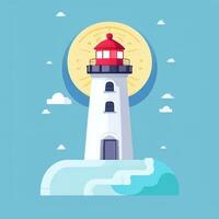 AI generated Lighthouse Logo Avatar Clip Art Icon Sticker Decoration Simple Background photo