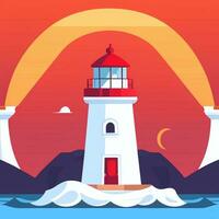 AI generated Lighthouse Logo Avatar Clip Art Icon Sticker Decoration Simple Background photo