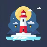 AI generated Lighthouse Logo Avatar Clip Art Icon Sticker Decoration Simple Background photo