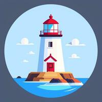 AI generated Lighthouse Logo Avatar Clip Art Icon Sticker Decoration Simple Background photo