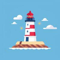 AI generated Lighthouse Logo Avatar Clip Art Icon Sticker Decoration Simple Background photo