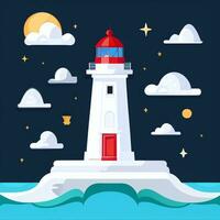 AI generated Lighthouse Logo Avatar Clip Art Icon Sticker Decoration Simple Background photo