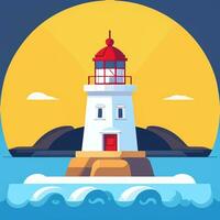 AI generated Lighthouse Logo Avatar Clip Art Icon Sticker Decoration Simple Background photo