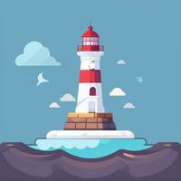 AI generated Lighthouse Logo Avatar Clip Art Icon Sticker Decoration Simple Background photo