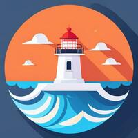 AI generated Lighthouse Logo Avatar Clip Art Icon Sticker Decoration Simple Background photo