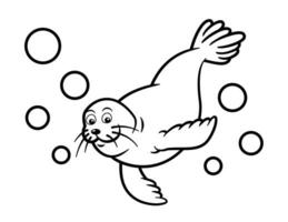 Cute Seal Coloring Page For Children vector