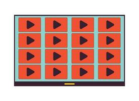 Television streaming video on demand 2D linear cartoon object. Watching series on tv isolated line vector element white background. Home theatre electronics. TV service color flat spot illustration