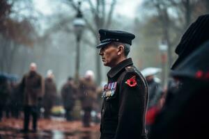 armisticio día y remembranza. generativo ai foto