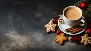 taza de café a Navidad fotorrealista Copiar espacio. generativo ai foto