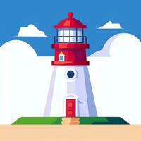 AI generated Lighthouse Logo Avatar Clip Art Icon Sticker Decoration Simple Background photo