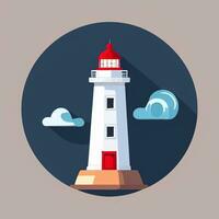 AI generated Lighthouse Logo Avatar Clip Art Icon Sticker Decoration Simple Background photo