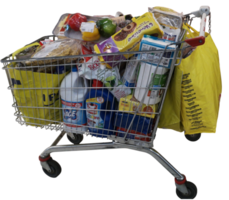 Large retail trolley full of food png