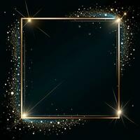 golden frame with sparkles on black background generative ai photo