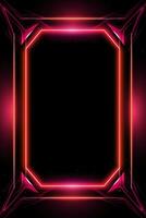 neon pink square frame on black background generative ai photo