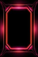 neon pink square frame on black background generative ai photo