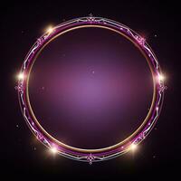 a purple round frame with stars on a black background generative ai photo