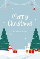 Cute Simple Flat Minimalism Christmas And New Year Delight With Landscape Vector Illustration Design