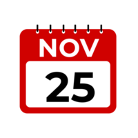 November 25 calendar reminder. 25 November daily calendar icon template. png