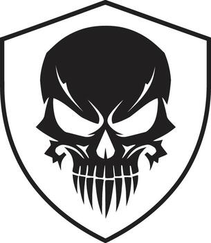 Lethal Guardian Skull Shield Icon Vector Shadow Sentinel Black Shield Emblem with Skull