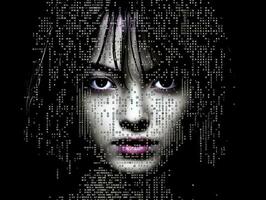 an image of a womans face made up of binary code generative ai photo