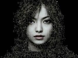 an image of a womans face made up of pixels generative ai photo