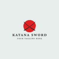 katana sword logo vintage vector illustration concept template icon design