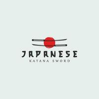 japanese sword logo vintage vector illustration concept template icon design