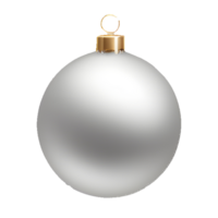 A Silver Symphony of Christmas Delight with Gleaming Balls and Baubles set on a transparent background, AI-generated png