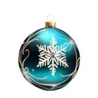 AI generated Blue Christmas ball, A Christmas Wonderland of Golden-Touched Baubles, Sparkling Balls, Whimsical Ribbon Accents, AI-generated png