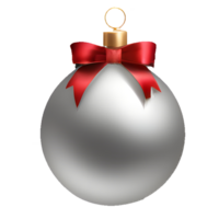 AI generated Christmas Silver Elegance with Decorative Baubles, Shimmering Balls, and a Festive Touch of Red Ribbon., ai generative png