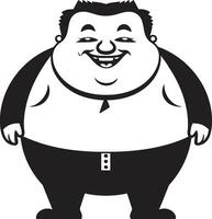 Round Rebel Vector Logo of a Portly Gentleman Chubby Charm Black Vector Design for Obesity Awareness