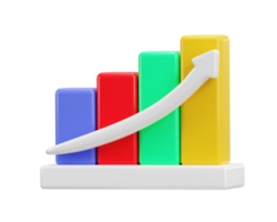 attività commerciale crescita bar grafico icona 3d rendere png