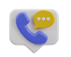 3d phone call and bubble talking with service support system icon png