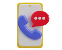 3d phone call and bubble talking with service support system icon png