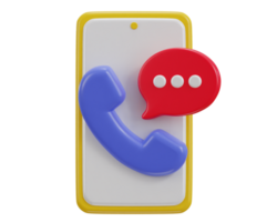 3d phone call and bubble talking with service support system icon png