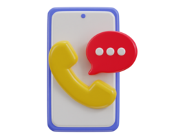 3d phone call and bubble talking with service support system icon png