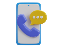 3d phone call and bubble talking with service support system icon png