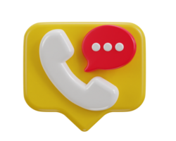 3d téléphone appel et bulle parlant avec un service soutien système icône png