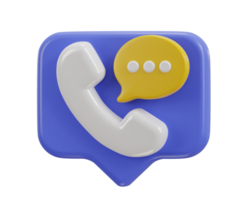 3d phone call and bubble talking with service support system icon png