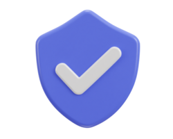 Right mark with protect shield 3d verified icon png