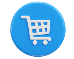 3d shopping cart icon illustration png
