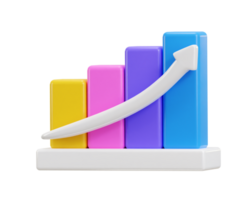 business growth bar chart icon 3d render png