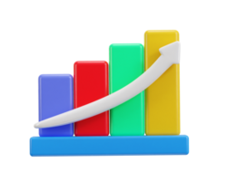 business growth bar chart icon 3d render png