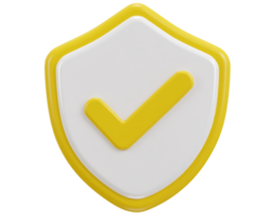 Right mark with protect shield 3d verified icon png